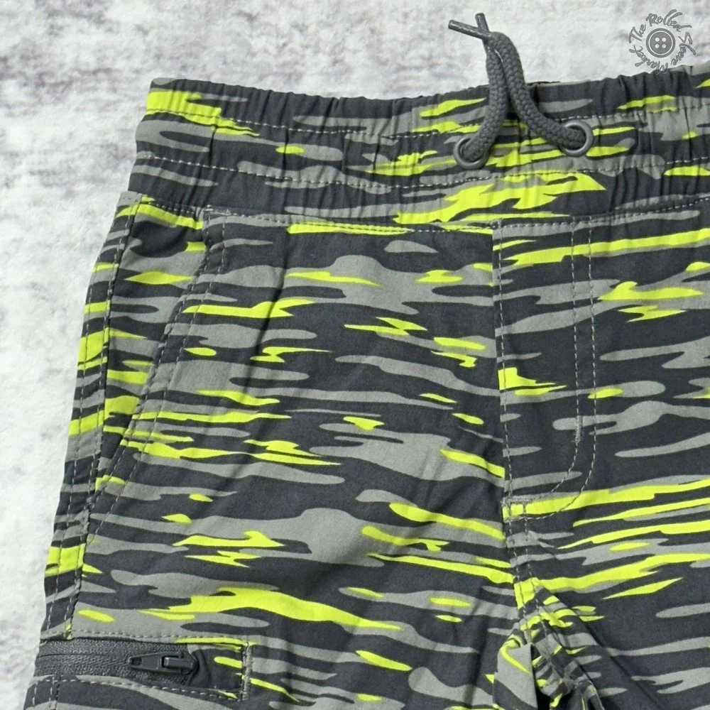 NWT Eddie Bauer Boys Ranger Shorts XXS Size 4 Yellow Grey Camouflage‎ Stretch